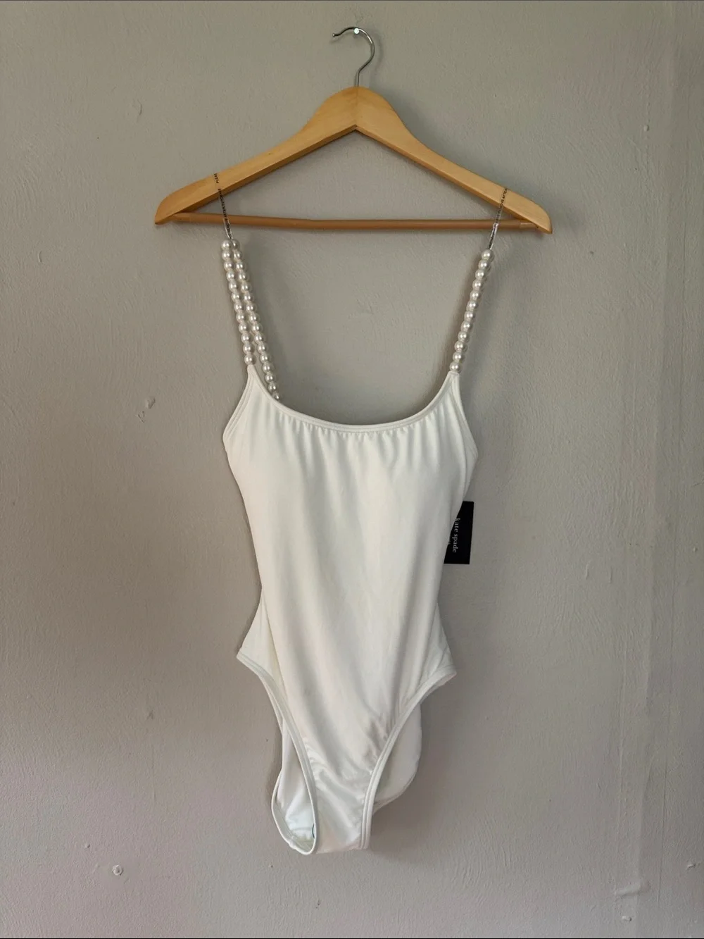 NWT Kate Spade White Pearl-Strap one piece swimsuit XS